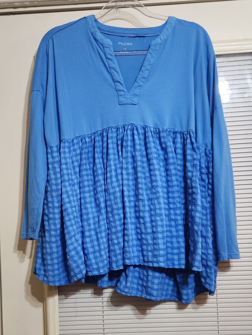 Pilcro Vibrant Blue Textured Babydoll Tunic
